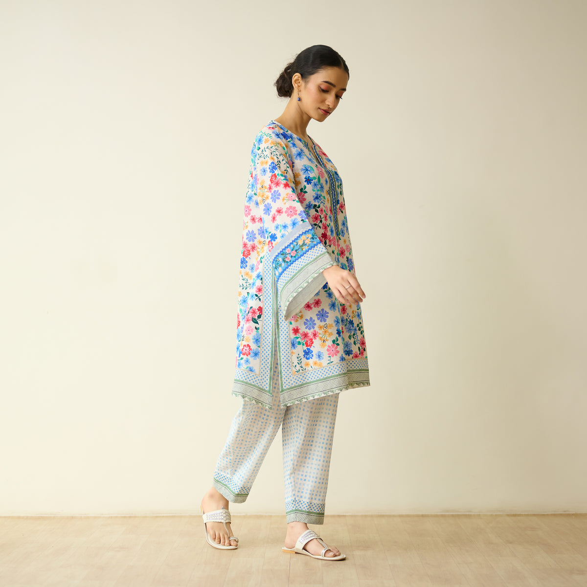Petals Daydream Fine Slub Cotton Farsi Set - Ivory