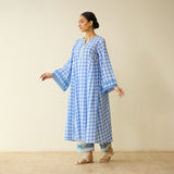 Countryside Seersucker Cotton Kurta Set - Aasmaani Blue