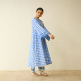 Countryside Seersucker Cotton Kurta Set - Aasmaani Blue