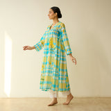 Daffodil Mulmul Cotton Kurta - Blue and Yellow