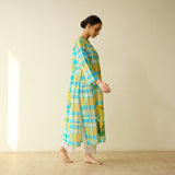 Daffodil Mulmul Cotton Kurta - Blue and Yellow