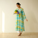 Daffodil Mulmul Cotton Kurta - Blue and Yellow