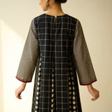 Pattern Play Fine Slub Cotton Kurta Set - Black