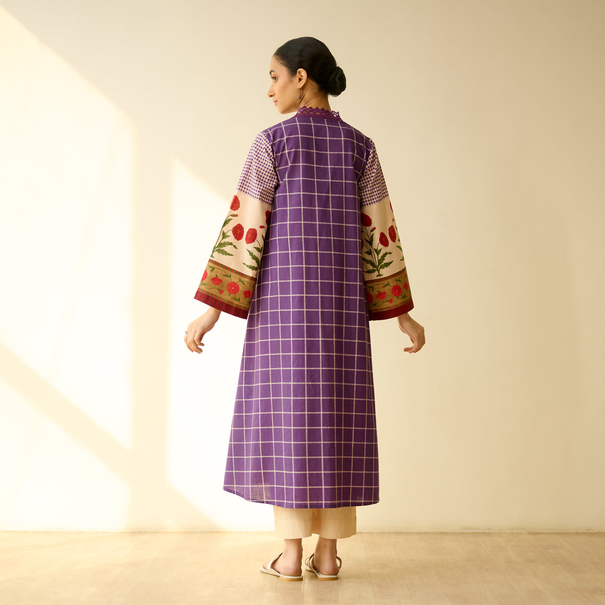 Sangria Fine Slub Cotton Kurta - Purple
