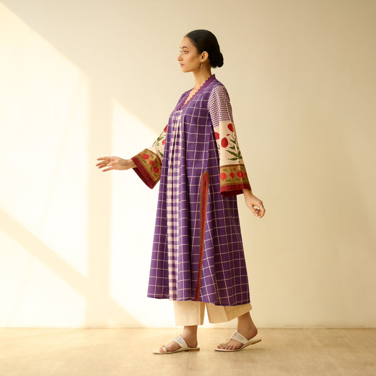 Sangria Fine Slub Cotton Kurta - Purple