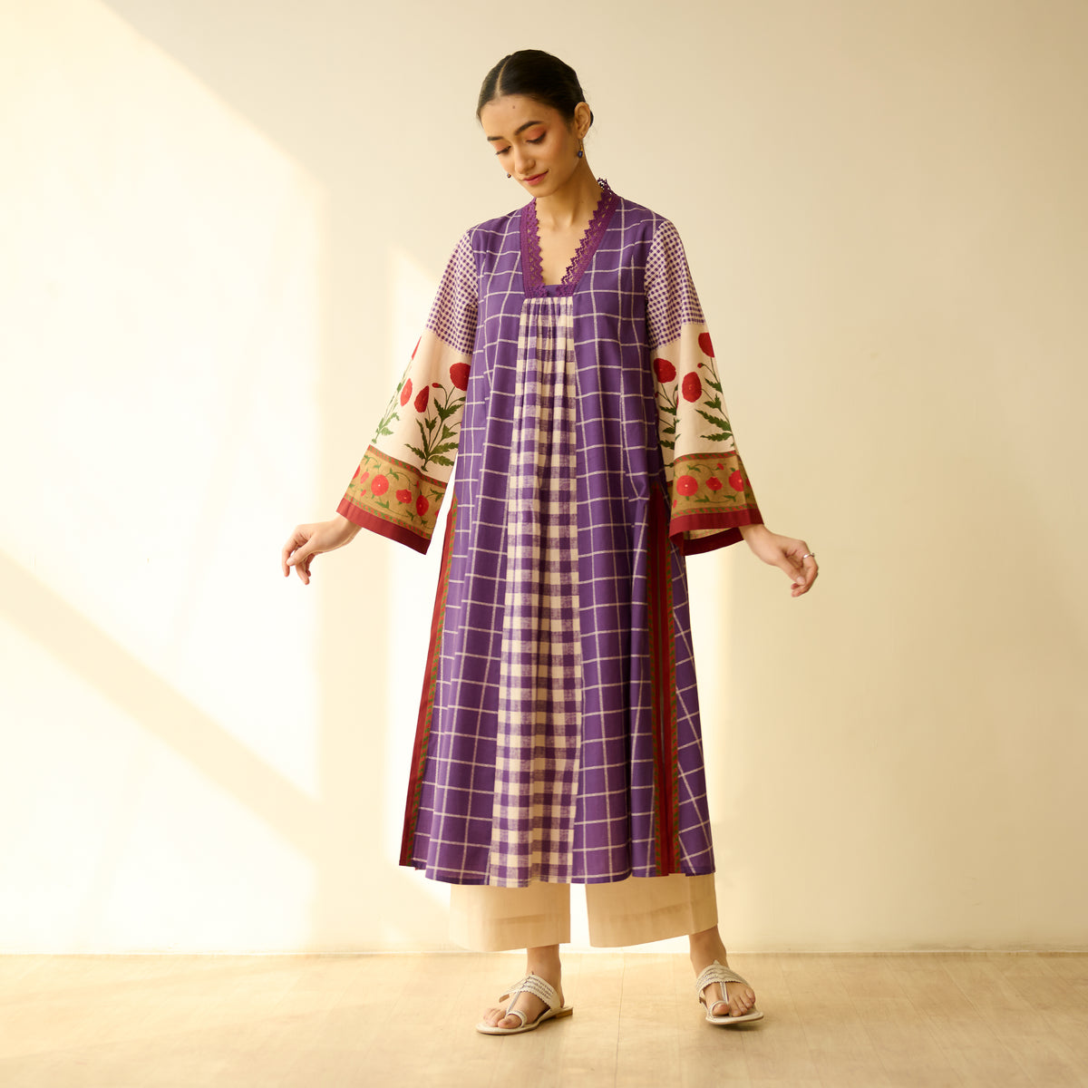 Sangria Fine Slub Cotton Kurta - Purple