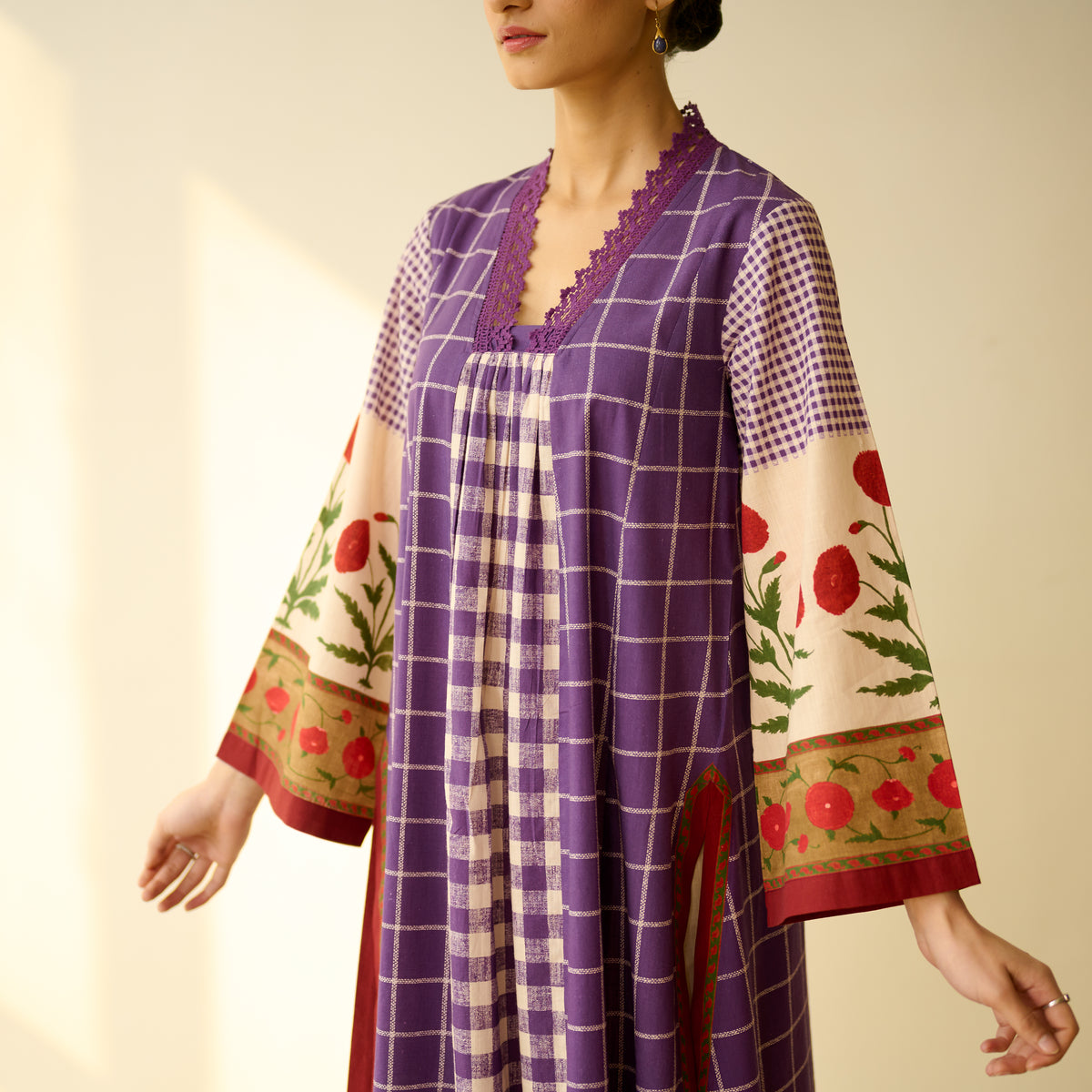 Sangria Fine Slub Cotton Kurta - Purple