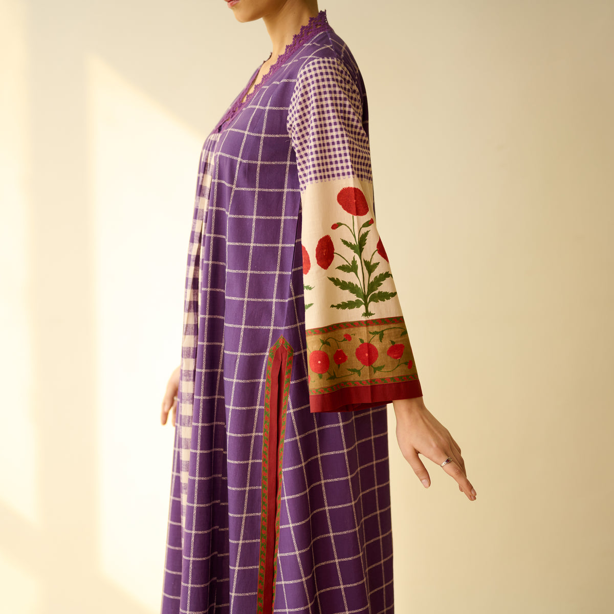 Sangria Fine Slub Cotton Kurta - Purple