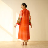 Sangria Fine Slub Cotton Kurta - Tangerine