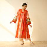 Sangria Fine Slub Cotton Kurta - Tangerine