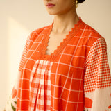 Sangria Fine Slub Cotton Kurta - Tangerine