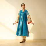 Sangria Fine Slub Cotton Kurta - Firozi