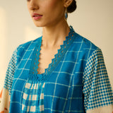 Sangria Fine Slub Cotton Kurta - Firozi
