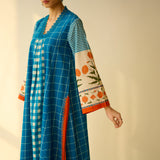 Sangria Fine Slub Cotton Kurta - Firozi