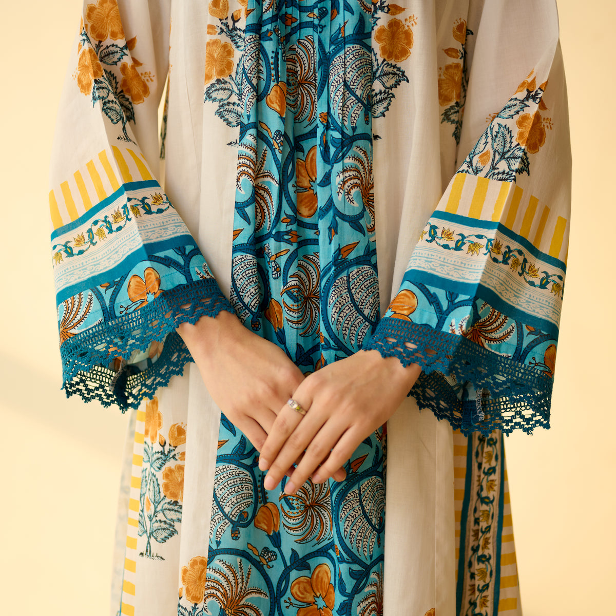 Bagh Bahaar Mulmul Cotton Kurta Set - Golden Yellow