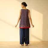 Phool Varsha Mulmul Cotton Farsi Set - Navy Blue