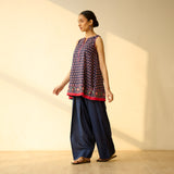 Phool Varsha Mulmul Cotton Farsi Set - Navy Blue