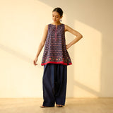 Phool Varsha Mulmul Cotton Farsi Set - Navy Blue