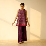 Phool Varsha Mulmul Cotton Farsi Set - Purple