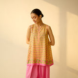 Phool Varsha Mulmul Cotton Farsi Set - Sunshine Yellow