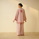 Smriti Bagh Mulmul Cotton Farsi Set - Brick Red