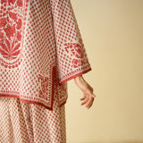 Smriti Bagh Mulmul Cotton Farsi Set - Brick Red