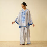 Smriti Bagh Mulmul Cotton Farsi Set - Jaipur Blue