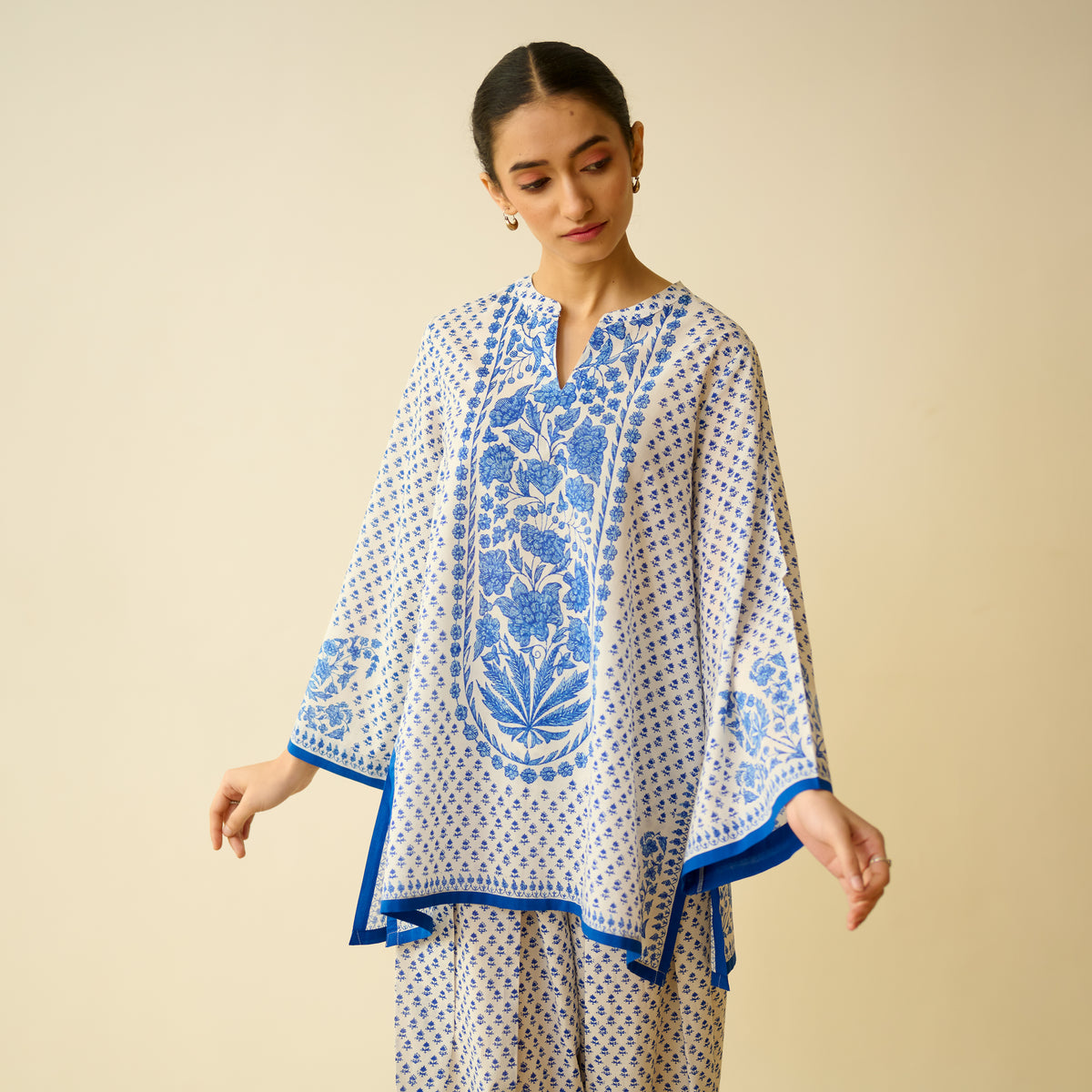 Smriti Bagh Mulmul Cotton Farsi Set - Jaipur Blue