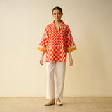 Palm Paradise Fine Slub Cotton Shirt - Tomato Red