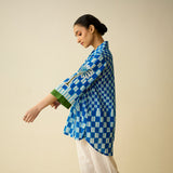 Palm Paradise Fine Slub Cotton Shirt - Blue