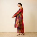 Garden Flora Fine Slub Cotton Kurta Set - Multicolour
