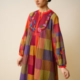 Garden Flora Fine Slub Cotton Kurta Set - Multicolour