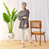 Black Stone Printed Shirt Tunic