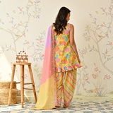 Yellow Dhoti Set with Multicolored Dupatta & Gota Detail