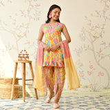 Yellow Dhoti Set with Multicolored Dupatta & Gota Detail