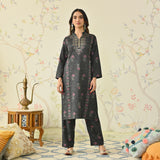 Black Embroidered Woollen Kurta