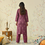 Dusty Pink Embroidered Woollen Kurta Pant Set
