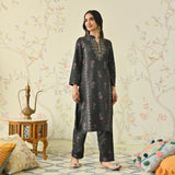 Black Embroidered Woollen Kurta