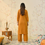 Mustard Woollen Embroidered Kurta