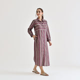 Mauve Sanganeri Printed Cotton Kurta Dress