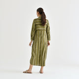 Olive Sanganeri Printed Cotton Kurta Dress