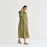 Olive Sanganeri Printed Cotton Kurta Dress