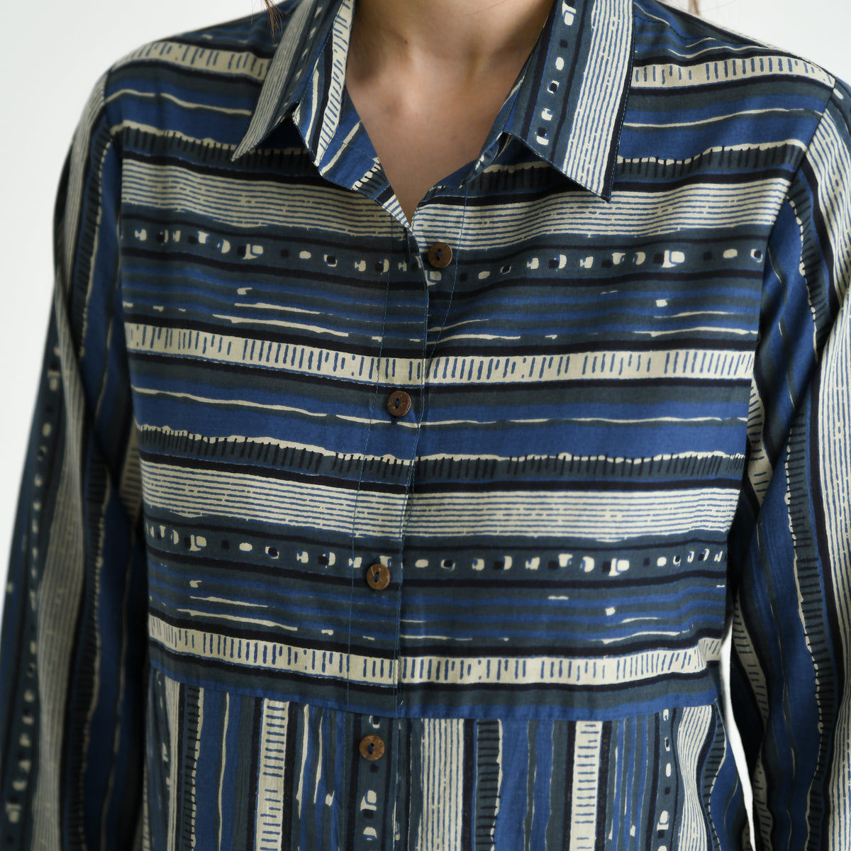 Indigo Sanganeri Printed Cotton Kurta Dress
