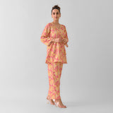 Mango Yellow Leaf Angrakha Cotton Co-ord Set