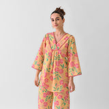 Mango Yellow Blooming Cotton Co-ord Set