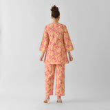 Mango Yellow Leaf Angrakha Cotton Co-ord Set