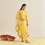 Yellow Festive Embroidered Kurta Set with Embroidered Dupatta