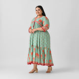 Sky Blue V Neck Tiered Dress with Pompom Detailing - SOM