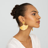 Butterfly & Ginkgo Leaf Earrings - Gold