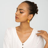 Leaf Gem Earrings - Gold